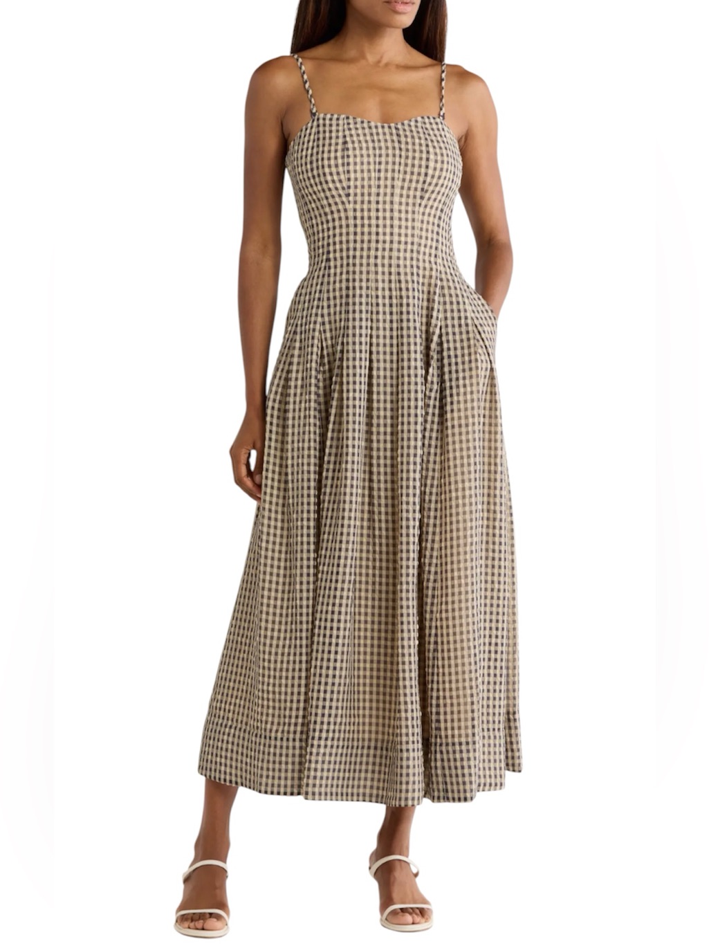 Nwt Rebecca Taylor Women's Aster Gingham Dress Blue Combo Size 10
